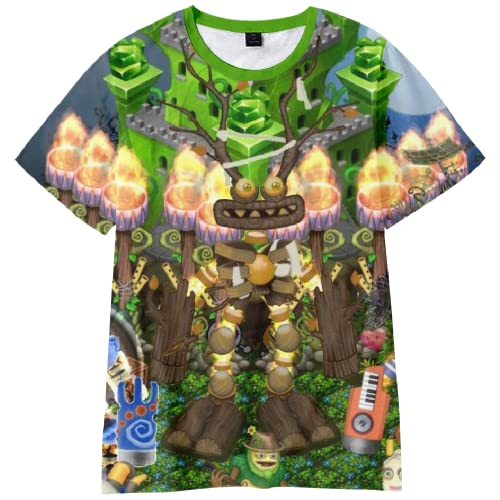 Dmspace My Singing Monsters T-Shirt Sommer Kurzarm Kinder T-Shirt 3D Cartoon Gedruckt Lose Rundhals Casual Tops Jungen und Mädchen Anime Sweatshirt Teenager Sportswear von Dmspace