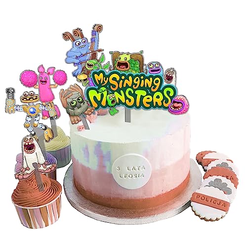 My Singing Monsters Cartoon Cake Topper 6pcs Acryl Cupcake Toppers Dekoration Lieferungen Geburtstag Party Dekoration Supplies Themed Kuchen Dekoration von Dmspace