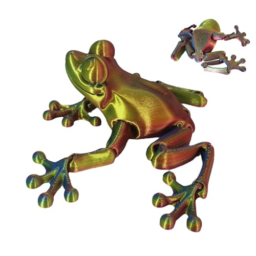 3D-gedrucktes Spielzeug Frosch,3D-gedrucktes Spielzeug, Mit beweglichen Gelenken, tierisches Fidget-Frosch-Schreibtischspielzeug für Kinder, Zappelspielzeug für Erwachsene, eigenständiges bewegliches von Dmuzsoih