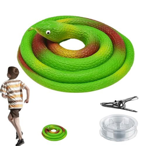 Dmuzsoih Fake Snake Prank, Clip on Snake Prank - Silikon-Metallclip-Schlangen-Streichspielzeug mit durchsichtiger Schnur | Erschreckendes, einfach zusammenzubauendes Gag-Spielzeug, multifunktionale, von Dmuzsoih