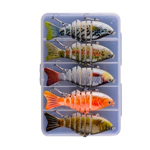 Dmuzsoih Gegliederter Swimbait - Robotik Köder Für Angeln,10 cm Mehrgelenk-Schwimmköder 5X Für Wels Forelle Barsch In Salzwasser Seen Und Flüssen von Dmuzsoih