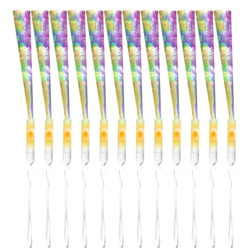Dmuzsoih Glasfaser-Lichtstabstab,LED-Leuchtstäbe aus Glasfaser | 7 Farben batteriebetriebene leuchtende Blinkstäbe, 12 tragbare LED-Blinkstäbe für Kinder und Erwachsene von Dmuzsoih