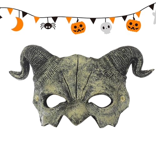Dmuzsoih Gruselige Halloween Gesichtsmaske,Halloween Schafshorn Halbmaske | Unheimliches Kostümzubehör Festmasken Kopfschmuck für Erwachsene Feier Karneval Maskerade Fest Dmuzsoih Gruselige Halloween Gesichtsmaske,Halloween Schafshorn Halbmaske | Unheimliches Kostümzubehör Festmasken Kopfschmuck für Erwachsene Feier Karneval Maskerade Fest von Dmuzsoih