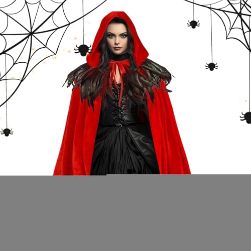 Dmuzsoih Halloween Kapuzenumhang | Halloween Cosplay Kostüm Mit Kapuze | Unisex Umhang Mantel Accessoire Für Damen Herren Mittelalter Hexenkostüm von Dmuzsoih