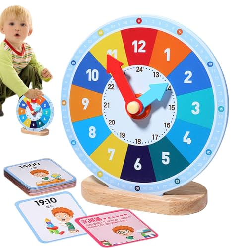 Dmuzsoih Lernuhr für Kinder, Lernuhr-Spielzeug,Lehrzeit-Übungsuhr | Lehruhren-Set, Übungsuhren zum Lernen von Kindern, pädagogisches Lernspielzeug aus Holz zum Spaß, ab 3 Jahren von Dmuzsoih