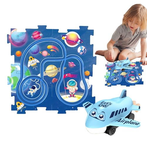 Dmuzsoih Puzzle -Track -Autospiel -Set, Puzzle -Rennstrecken -Auto -Set, Kinderpuzzletracksspielset, Fahrzeug- und Jigsaw -Board, Bahnfahrzeuggebäudespiel, Bildungsspielspiel für den Urlaub von Dmuzsoih