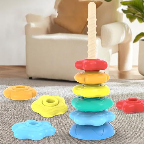 Dmuzsoih Ring Stapelspiel | Motorik Spielzeug Drehbar Stapelringe,Aktivitätswürfel Mit Bausteinen Sensorikspiel Feinmotorik Entwicklung Baby Dmuzsoih Ring Stapelspiel | Motorik Spielzeug Drehbar Stapelringe,Aktivitätswürfel Mit Bausteinen Sensorikspiel Feinmotorik Entwicklung Baby von Dmuzsoih