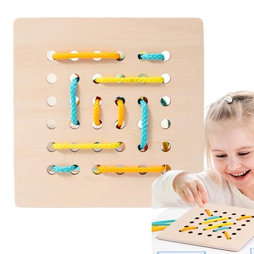 Schnürspielzeug aus Holz,Schnürspielzeug aus Holz,Montessori-Pädagogische Aktivitätsrätsel | Holz-Spitzenblock-Reisespiel, Spielzeug für Kinder, Jungen und Mädchen ab 3 Jahren von Dmuzsoih