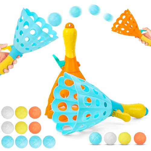 Dncvb 12Pcs Fangballspiel Kinder, Outdoor Spiele für Kinder Catch Ball Set mit 2 Startkörben und 10 Bällen, Fangball-Spiel für Jungen Mädchen, Party, Garten (Blau und Orange) von Dncvb
