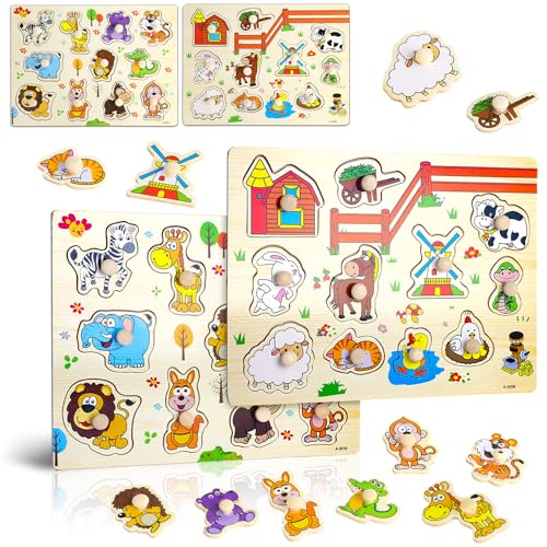 Dncvb Steckpuzzle 22-Teilig Bauernhof Holzpuzzle Kinder ab 1 2 3 Jahr Dschungeltiere Greifpuzzle Holz, Steckpuzzle Holz ab 1 Jahr, Montessori Lernspielzeug Kinderspielzeug Geschenke für Mädchen Jungen Dncvb Steckpuzzle 22-Teilig Bauernhof Holzpuzzle Kinder ab 1 2 3 Jahr Dschungeltiere Greifpuzzle Holz, Steckpuzzle Holz ab 1 Jahr, Montessori Lernspielzeug Kinderspielzeug Geschenke für Mädchen Jungen von Dncvb