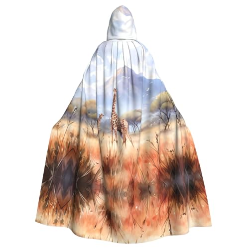 DngSer Afrikanische Savanne Giraffe Kapuzenumhang für Erwachsene - Ideal für Cosplay, Weihnachten, Bühnenkostüme, Maskerade, Halloween, Ostern Karneval von DngSer