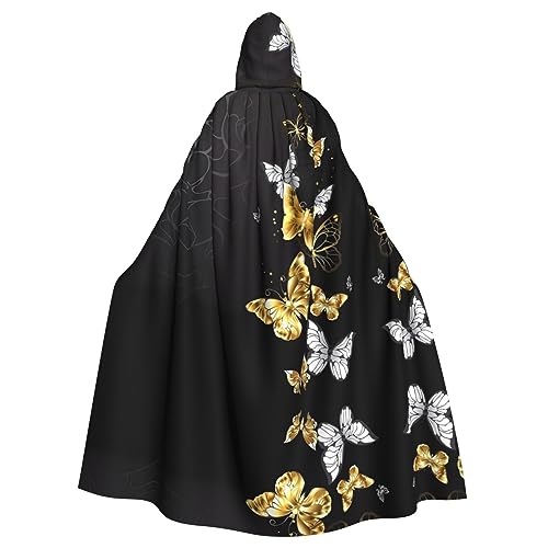 DngSer Gold Weiß Schmetterlinge Schwarz Kapuzenumhang für Erwachsene - Ideal für Cosplay, Weihnachten, Bühnenkostüme, Maskerade, Halloween, Ostern Karneval DngSer Gold Weiß Schmetterlinge Schwarz Kapuzenumhang für Erwachsene - Ideal für Cosplay, Weihnachten, Bühnenkostüme, Maskerade, Halloween, Ostern Karneval von DngSer
