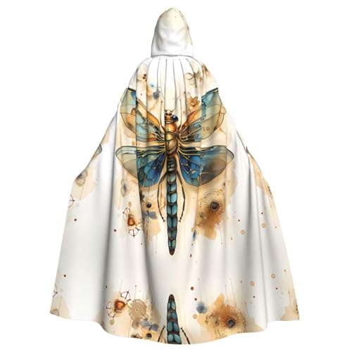 DngSer Goldene zarte Libelle auf gelbem Hintergrund Kapuzenumhang für Erwachsene - Ideal für Cosplay, Weihnachten, Bühnenkostüme, Maskerade, Halloween, Ostern Karneval von DngSer