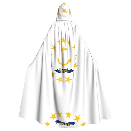 DngSer Rhode Island State Flag Kapuzenumhang für Erwachsene - Ideal für Cosplay, Weihnachten, Bühnenkostüme, Maskerade, Halloween, Ostern Karneval von DngSer
