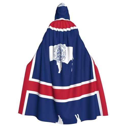 DngSer Wyoming State Flag Kapuzenumhang für Erwachsene - Ideal für Cosplay, Weihnachten, Bühnenkostüme, Maskerade, Halloween, Ostern Karneval von DngSer