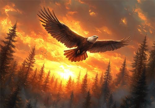 Adler Puzzle 500 Teile Erwachsene Klassische Puzzles Sonnenuntergang Jigsaw Anspruchsvoll Impossible Schwer Pädagogisches Spielzeug Kinder Holzpuzzlem Puzzlespiel Geeignet für alle Altersgruppen P-638 von Dnnufagg