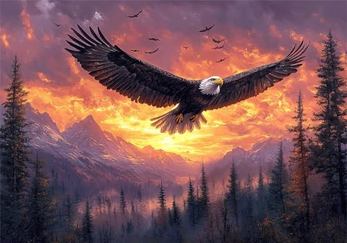 Adler Puzzle 5000 Teile Erwachsene Klassische Puzzles Sonnenuntergang Jigsaw Anspruchsvoll Impossible Pädagogisches Spielzeug Kinder Holzpuzzlem Puzzlespiel Geeignet für alle Altersgruppen P-135 von Dnnufagg