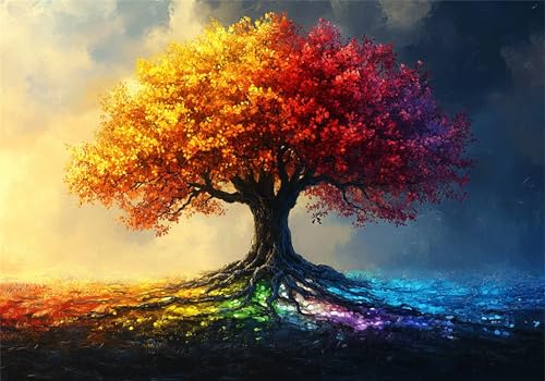 Baum des Lebens Puzzle 5000 Teile Erwachsene Klassische Puzzles Farbe Jigsaw Anspruchsvoll Impossible Pädagogisches Spielzeug Kinder Holzpuzzlem Puzzlespiel Geeignet für alle Altersgruppen P-550 von Dnnufagg