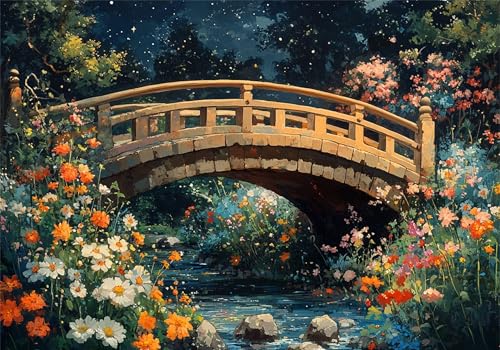 Blume Puzzle 300 Teile Erwachsene Klassische Puzzles Kleine Brücke Jigsaw Anspruchsvoll Impossible Schwer Pädagogisches Spielzeug Kinder Holzpuzzlem Puzzlespiel Geeignet für alle Altersgruppen P-83 von Dnnufagg