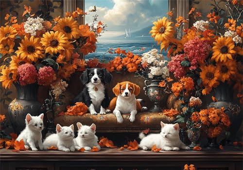 Blume Puzzle 3000 Teile Erwachsene Klassische Puzzles Hund Jigsaw Anspruchsvoll Impossible Schwer Pädagogisches Spielzeug Kinder Holzpuzzlem Groß Puzzlespiel Geeignet für alle Altersgruppen P-306 von Dnnufagg