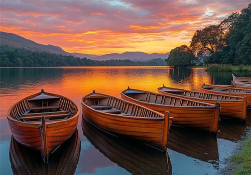 Boot Puzzle 500 Teile Erwachsene Klassische Puzzles Sonnenuntergang Jigsaw Anspruchsvoll Impossible Schwer Pädagogisches Spielzeug Kinder Holzpuzzlem Puzzlespiel Geeignet für alle Altersgruppen P-411 von Dnnufagg