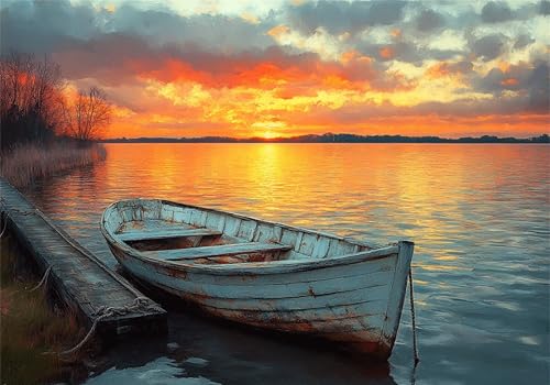Boot Puzzle 5000 Teile Erwachsene Klassische Puzzles Sonnenuntergang Jigsaw Anspruchsvoll Impossible Schwer Pädagogisches Spielzeug Kinder Holzpuzzlem Puzzlespiel Geeignet für alle Altersgruppen P-164 von Dnnufagg