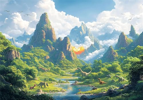 Dinosaurier Puzzle 500 Teile Erwachsene Klassische Puzzles Karikatur Jigsaw Anspruchsvoll Impossible Schwer Pädagogisches Spielzeug Kinder Holzpuzzlem Puzzlespiel Geeignet für alle Altersgruppen P-8 von Dnnufagg