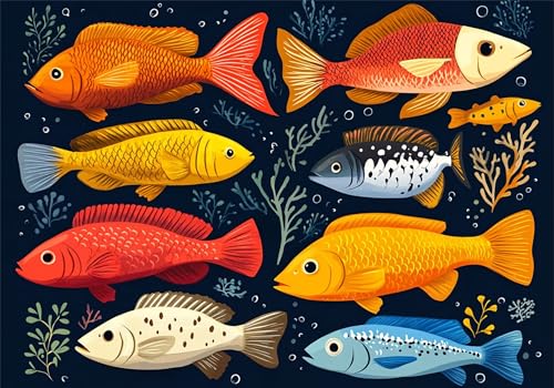 Fisch Puzzle 5000 Teile Erwachsene Klassische Puzzles Comics Jigsaw Anspruchsvoll Impossible Schwer Pädagogisches Spielzeug Kinder Holzpuzzlem Groß Puzzlespiel Geeignet für alle Altersgruppen P-782 von Dnnufagg