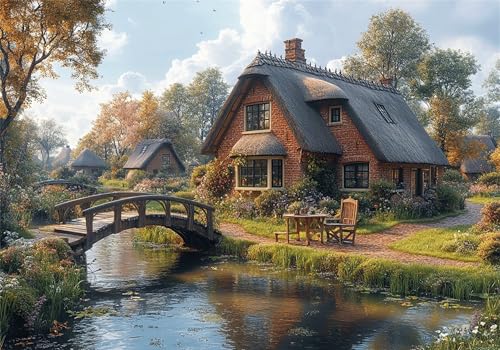 Haus Puzzle 5000 Teile Erwachsene Klassische Puzzles Kleine Brücke Jigsaw Anspruchsvoll Impossible Schwer Pädagogisches Spielzeug Kinder Holzpuzzlem Puzzlespiel Geeignet für alle Altersgruppen P-26 von Dnnufagg