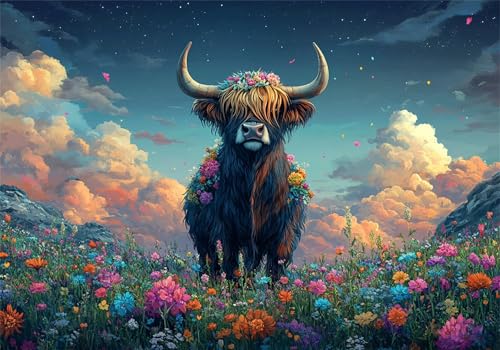 Hochlandrinder Puzzle 5000 Teile Erwachsene Klassische Puzzles Landschaft Jigsaw Anspruchsvoll Impossible Pädagogisches Spielzeug Kinder Holzpuzzlem Puzzlespiel Geeignet für alle Altersgruppen P-194 von Dnnufagg