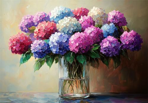 Hortensie Puzzle 5000 Teile Erwachsene Klassische Puzzles Farbe Jigsaw Anspruchsvoll Impossible Schwer Pädagogisches Spielzeug Kinder Holzpuzzlem Groß Puzzlespiel Geeignet für alle Altersgruppen P-156 von Dnnufagg