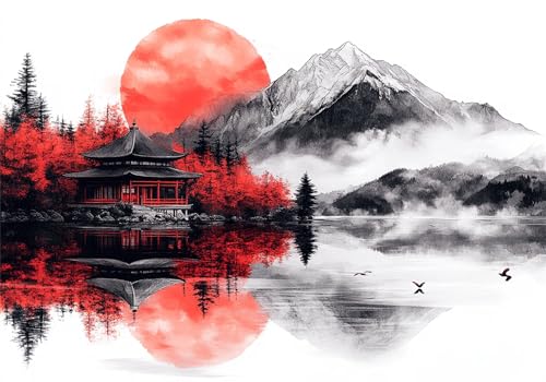 Japan Puzzle 500 Teile Erwachsene Klassische Puzzles Tuschemalerei Jigsaw Anspruchsvoll Impossible Schwer Pädagogisches Spielzeug Kinder Holzpuzzlem Puzzlespiel Geeignet für alle Altersgruppen P-969 von Dnnufagg