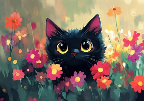 Katze Puzzle 1500 Teile Erwachsene Klassische Puzzles Blume Jigsaw Anspruchsvoll Impossible Schwer Pädagogisches Spielzeug Kinder Holzpuzzlem Groß Puzzlespiel Geeignet für alle Altersgruppen P-611 von Dnnufagg