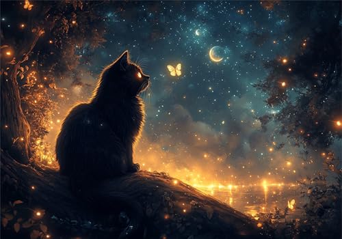 Katze Puzzle 500 Teile Erwachsene Klassische Puzzles Sternenhimmel Jigsaw Anspruchsvoll Impossible Schwer Pädagogisches Spielzeug Kinder Holzpuzzlem Puzzlespiel Geeignet für alle Altersgruppen P-74 von Dnnufagg