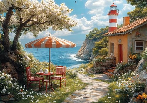 Landschaft Puzzle 500 Teile Erwachsene Klassische Puzzles Leuchtturm Jigsaw Anspruchsvoll Impossible Schwer Pädagogisches Spielzeug Kinder Holzpuzzlem Puzzlespiel Geeignet für alle Altersgruppen P-438 von Dnnufagg