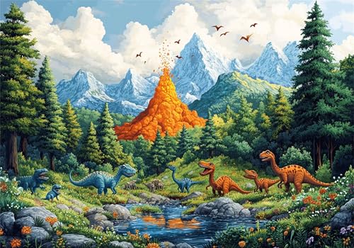 Landschaft Puzzle 5000 Teile Erwachsene Klassische Puzzles Dinosaurier Jigsaw Anspruchsvoll Impossible Pädagogisches Spielzeug Kinder Holzpuzzlem Puzzlespiel Geeignet für alle Altersgruppen P-7 von Dnnufagg
