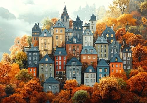 Landschaft Puzzle 5000 Teile Erwachsene Klassische Puzzles Kleine Stadt Jigsaw Anspruchsvoll Impossible Pädagogisches Spielzeug Kinder Holzpuzzlem Puzzlespiel Geeignet für alle Altersgruppen P-314 von Dnnufagg