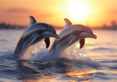 Meer Puzzle 500 Teile Erwachsene Klassische Puzzles Delphin Jigsaw Anspruchsvoll Impossible Schwer Pädagogisches Spielzeug Kinder Holzpuzzlem Groß Puzzlespiel Geeignet für alle Altersgruppen P-235 von Dnnufagg