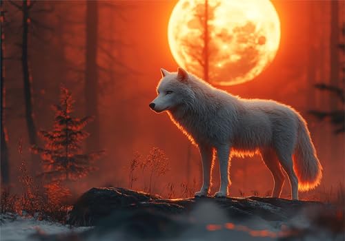 Mond Puzzle 500 Teile Erwachsene Klassische Puzzles Wolf Jigsaw Anspruchsvoll Impossible Schwer Pädagogisches Spielzeug Kinder Holzpuzzlem Groß Puzzlespiel Geeignet für alle Altersgruppen P-162 von Dnnufagg