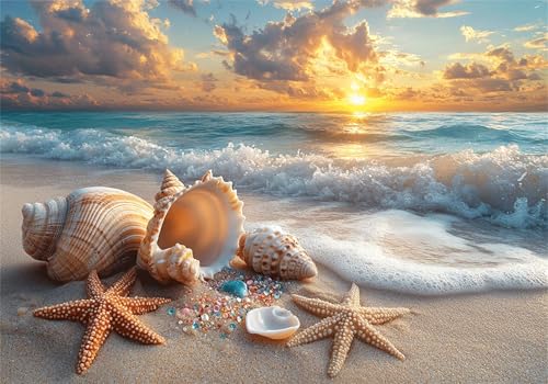 Puzzle 1000 Teile Erwachsene Seestern 75x50cm,1000pcs Klassische Puzzles Strand Anspruchsvoll Jigsaw Spielzeug Puzzlespiel Impossible Holzpuzzle Geeignet für Kinder ab 14 Jahren Geschenk P-251 von Dnnufagg