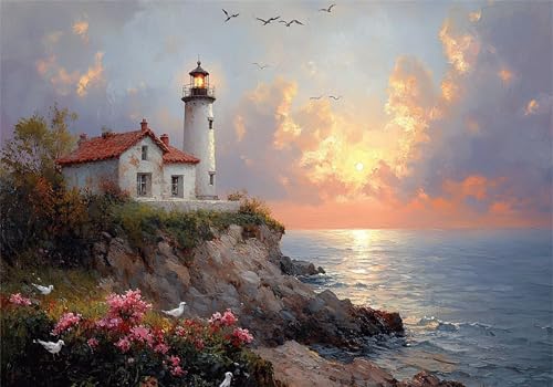 Puzzle 200 Teile Erwachsene Am Meer 35x25cm,200pcs Klassische Puzzles Leuchtturm Anspruchsvoll Jigsaw Spielzeug Puzzlespiel Impossible Holzpuzzle Geeignet für alle Altersgruppen Geschenk P-278 von Dnnufagg