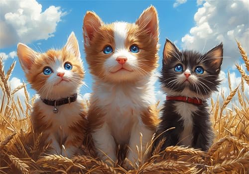 Puzzle 200 Teile Erwachsene Katze 35x25cm,200pcs Klassische Puzzles Weizenähren Anspruchsvoll Jigsaw Spielzeug Puzzlespiel Impossible Holzpuzzle Geeignet für Kinder ab 14 Jahren Geschenk P-659 von Dnnufagg
