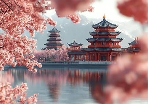 Puzzle 200 Teile Erwachsene Kirschblüten 35x25cm,200pcs Klassische Puzzles Landschaft Anspruchsvoll Jigsaw Spielzeug Puzzlespiel Impossible Holzpuzzle Geeignet für alle Altersgruppen Geschenk P-87 von Dnnufagg