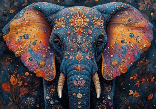 Puzzle 2000 Teile Erwachsene Farbe 100x70cm,2000pcs Klassische Puzzles Elefant Anspruchsvoll Jigsaw Spielzeug Puzzlespiel Lernspiel Impossible Holzpuzzle Geeignet für alle Altersgruppen Geschenk P-481 von Dnnufagg