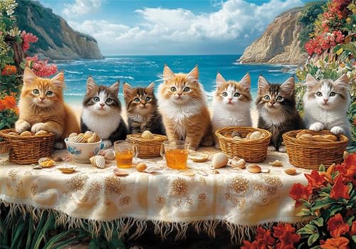 Puzzle 2000 Teile Erwachsene Katze 100x70cm,2000pcs Klassische Puzzles Picknick Anspruchsvoll Jigsaw Spielzeug Puzzlespiel Impossible Holzpuzzle Geeignet für Kinder ab 14 Jahren Geschenk P-254 von Dnnufagg
