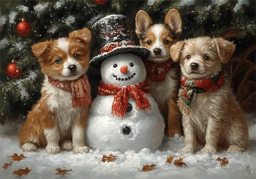 Puzzle 2000 Teile Erwachsene Schneemann 100x70cm,2000pcs Klassische Puzzles Hund Anspruchsvoll Jigsaw Spielzeug Puzzlespiel Impossible Holzpuzzle Geeignet für alle Altersgruppen Geschenk P-732 von Dnnufagg