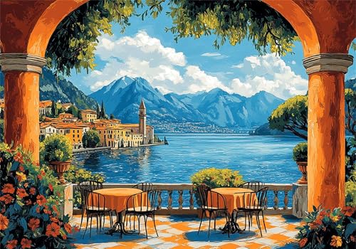 Puzzle 2000 Teile Erwachsene Seeufer 100x70cm,2000pcs Klassische Puzzles Landschaft Anspruchsvoll Jigsaw Spielzeug Puzzlespiel Impossible Holzpuzzle Geeignet für alle Altersgruppen Geschenk P-540 von Dnnufagg