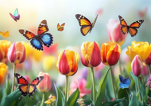 Puzzle 2000 Teile Erwachsene Tulpe 100x70cm,2000pcs Klassische Puzzles Schmetterling Anspruchsvoll Jigsaw Spielzeug Puzzlespiel Impossible Holzpuzzle Geeignet für alle Altersgruppen Geschenk P-495 von Dnnufagg