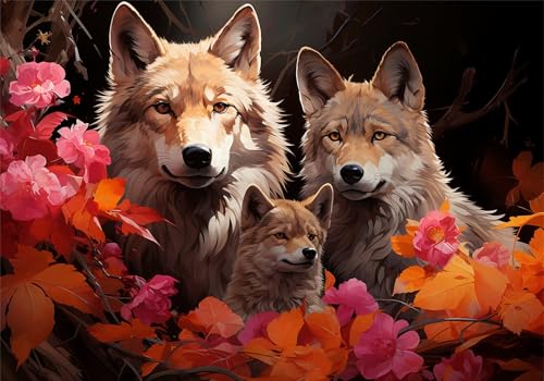 Puzzle 2000 Teile Erwachsene Wolf 100x70cm,2000pcs Klassische Puzzles Blume Anspruchsvoll Jigsaw Spielzeug Puzzlespiel Lernspiel Impossible Holzpuzzle Geeignet für alle Altersgruppen Geschenk P-291 von Dnnufagg