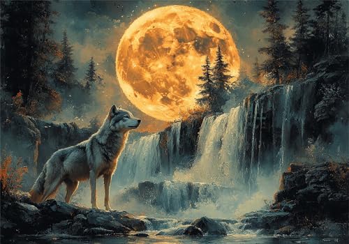 Puzzle 2000 Teile Erwachsene Wolf 100x70cm,2000pcs Klassische Puzzles Fallen Anspruchsvoll Jigsaw Spielzeug Puzzlespiel Lernspiel Impossible Holzpuzzle Geeignet für alle Altersgruppen Geschenk P-243 von Dnnufagg